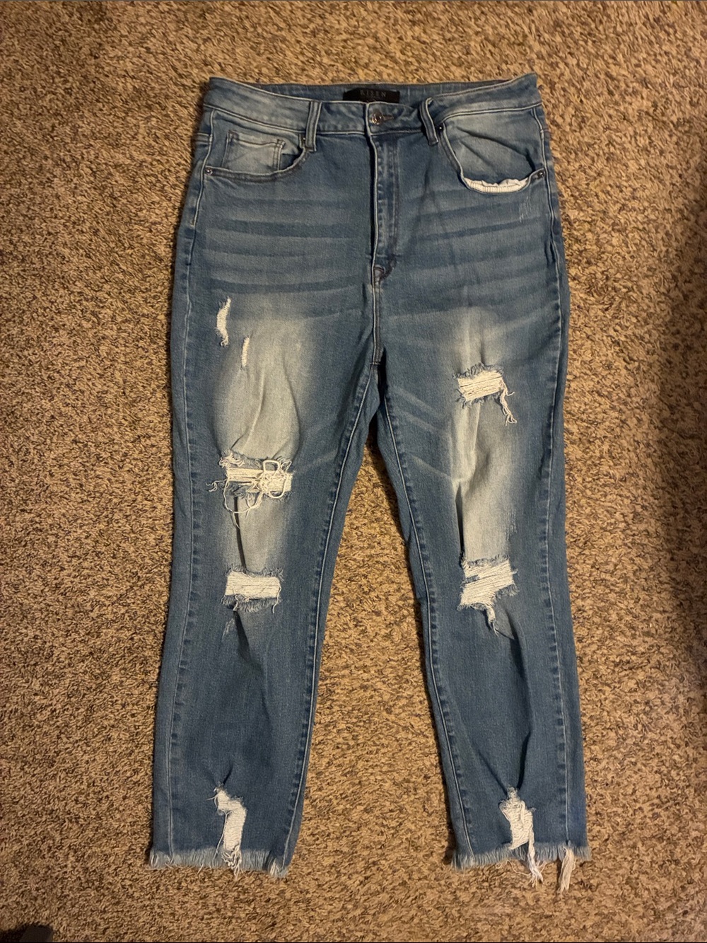 Risen Jeans- distressed high rise crop -size 1XL